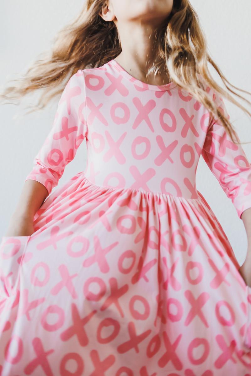 XOXO 3/4 Sleeve Pocket Twirl Dress - Aaria Tees Aaria Tees