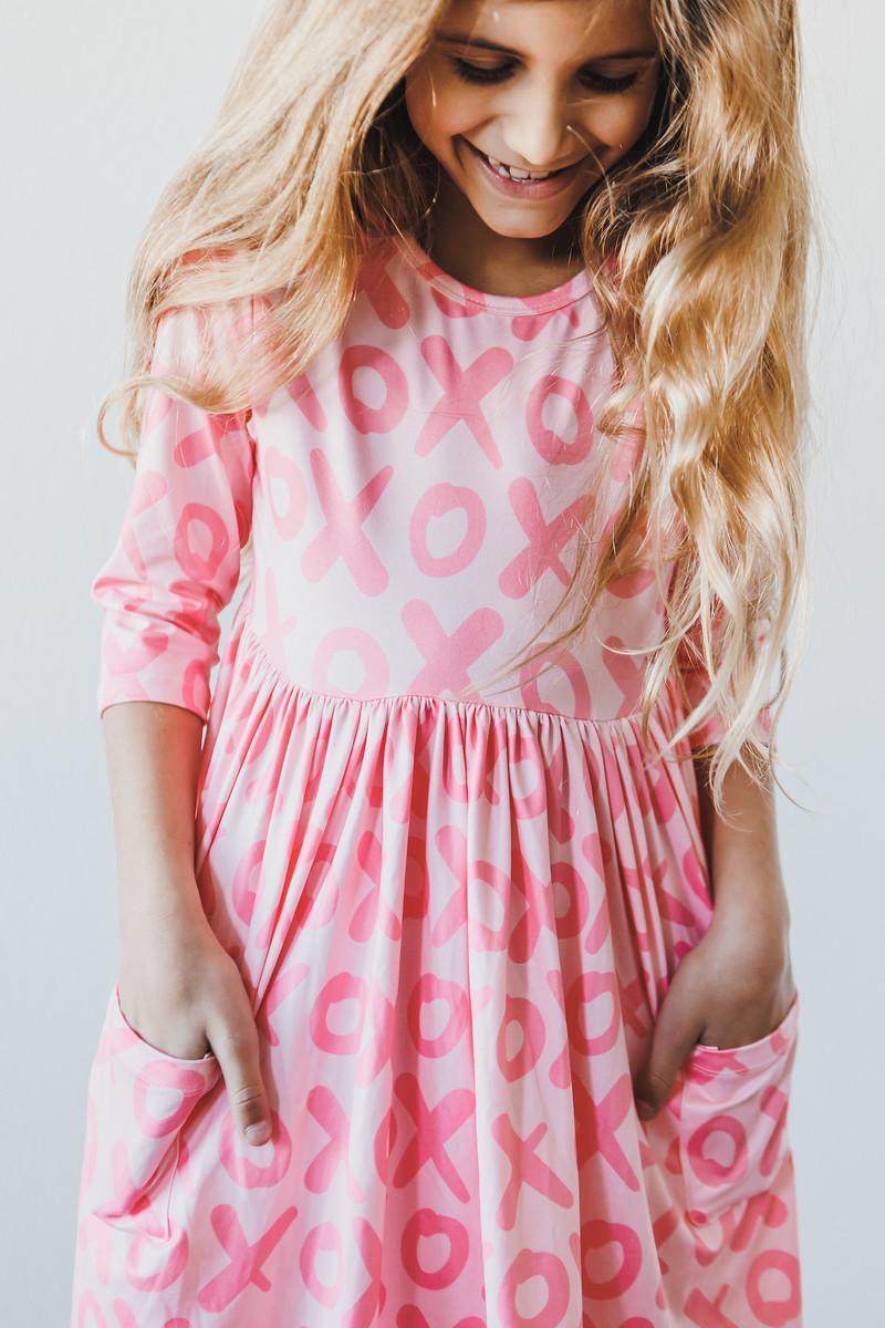 XOXO 3/4 Sleeve Pocket Twirl Dress - Aaria Tees
