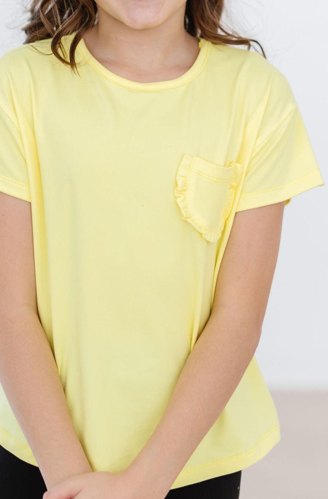 Yellow Ruffle Pocket Tee - Aaria Tees Aaria Tees