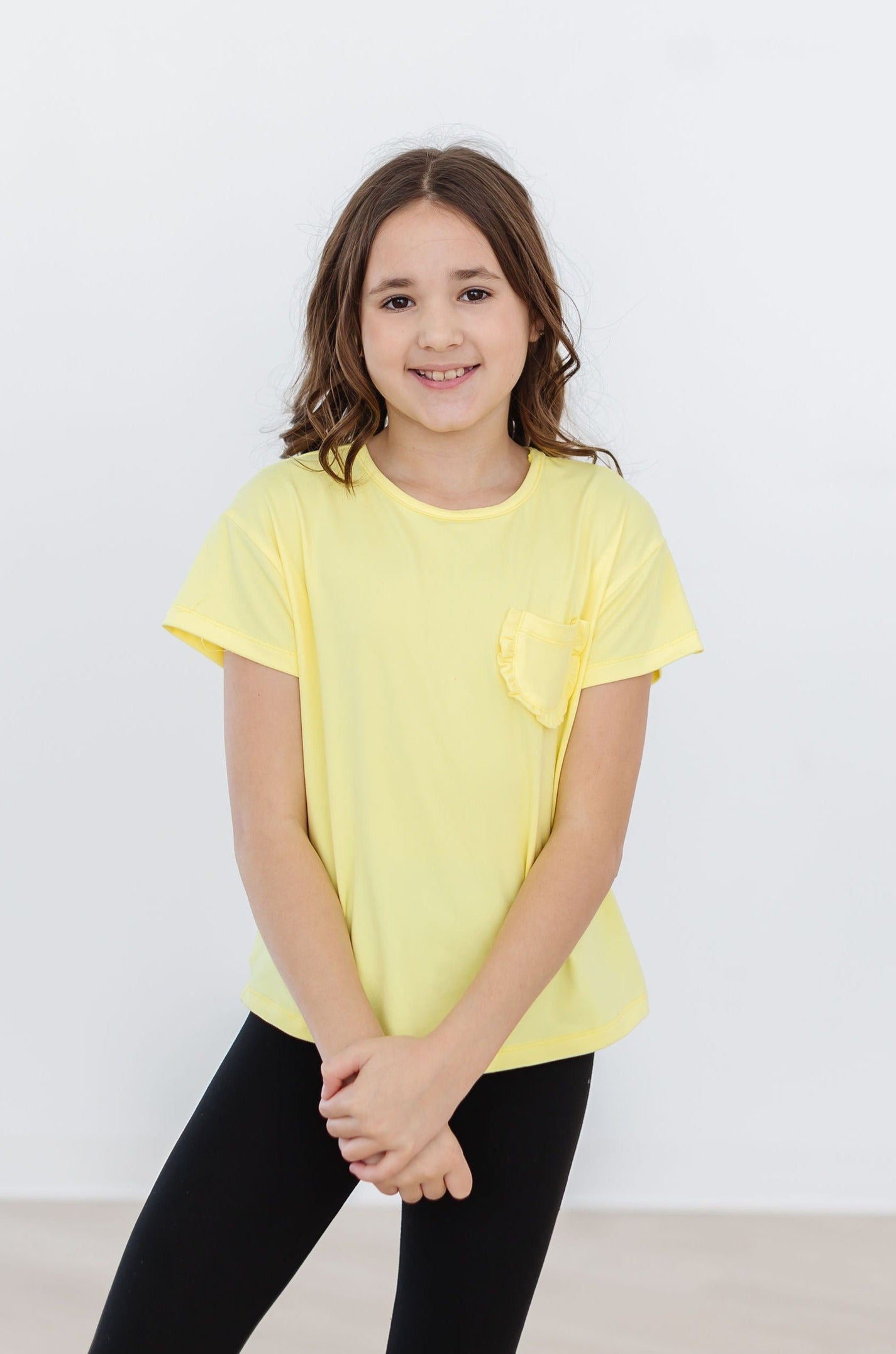 Yellow Ruffle Pocket Tee - Aaria Tees Aaria Tees