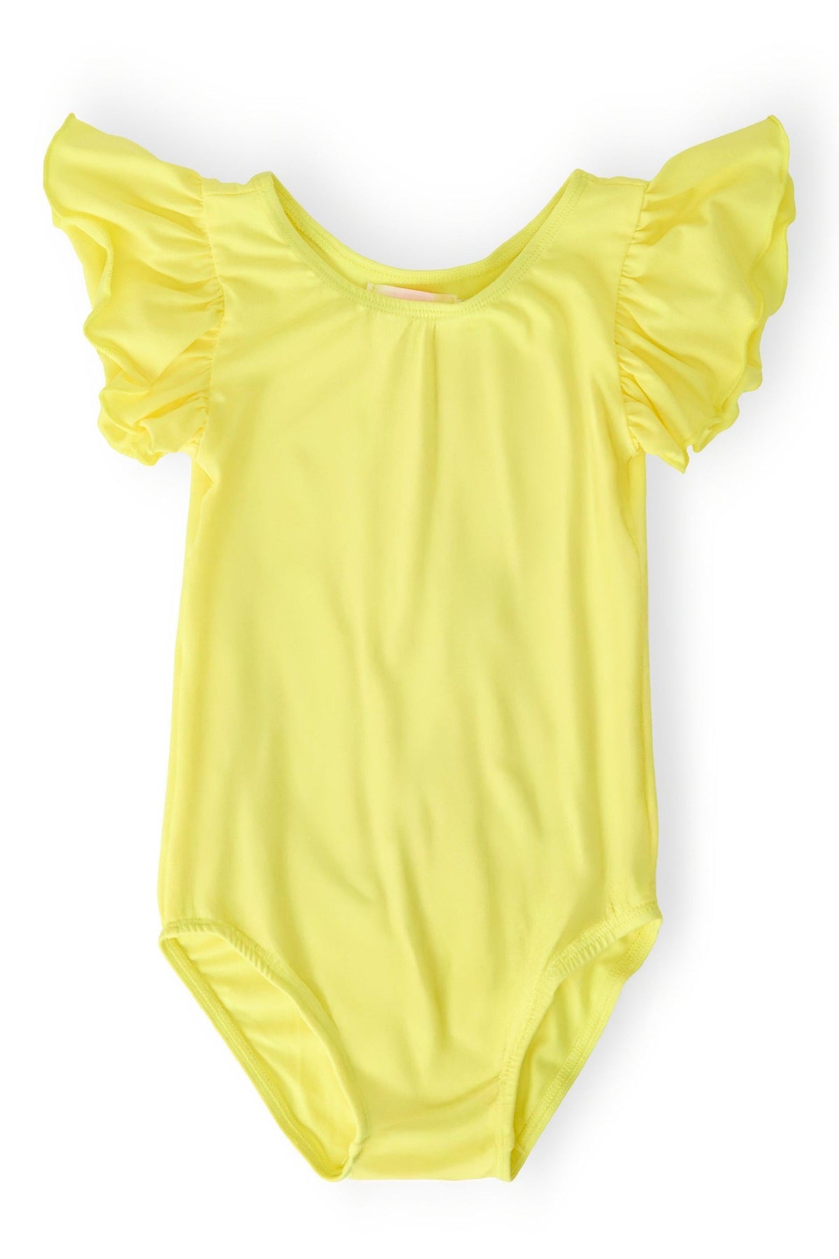 Yellow S/S Flutter Sleeve Leotard - Aaria Tees