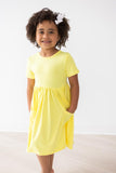 Yellow S/S Pocket Twirl Dress - Aaria Tees Aaria Tees