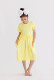 Yellow S/S Pocket Twirl Dress - Aaria Tees Aaria Tees