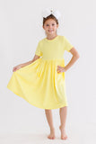Yellow S/S Pocket Twirl Dress - Aaria Tees Aaria Tees