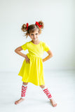 Yellow S/S Pocket Twirl Dress - Aaria Tees Aaria Tees