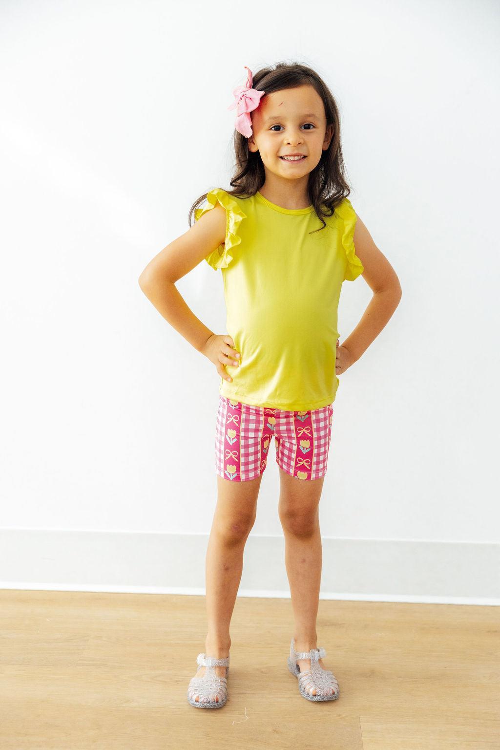 Yellow S/S Ruffle Tee - Aaria Tees Aaria Tees