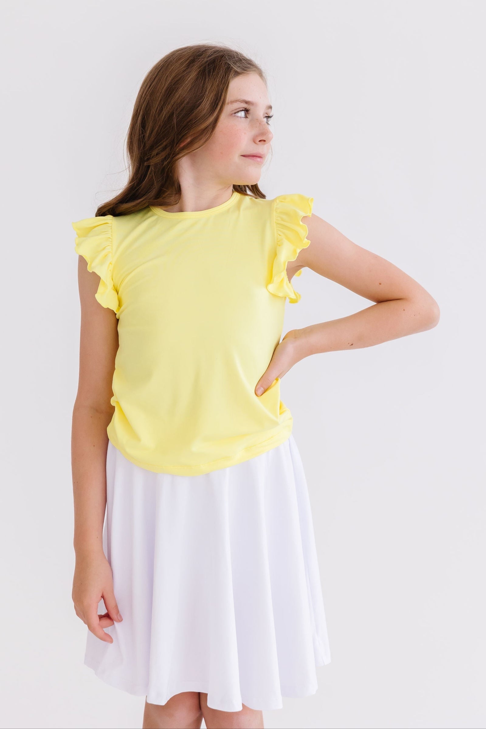 Yellow S/S Ruffle Tee - Aaria Tees Aaria Tees