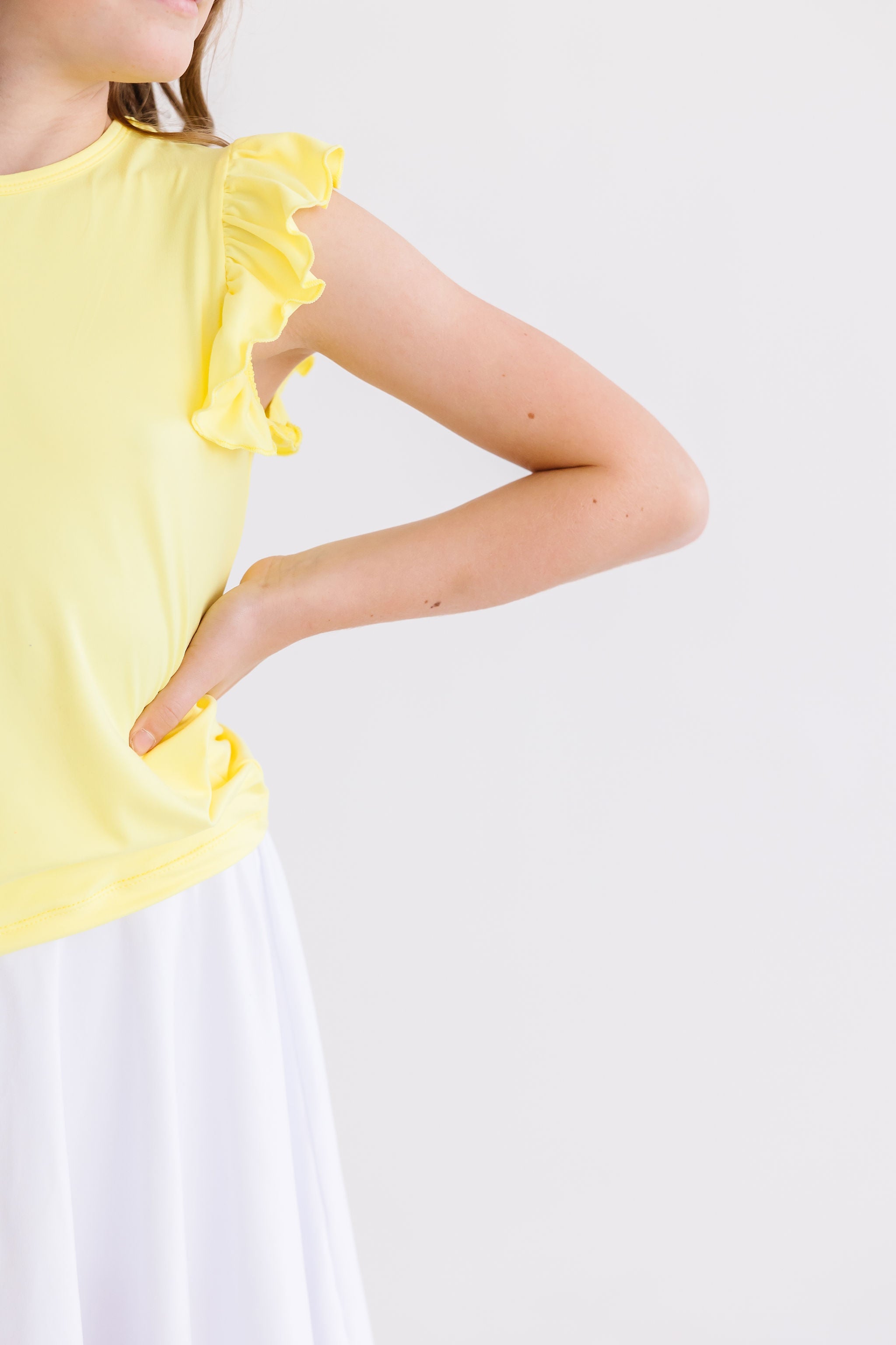 Yellow S/S Ruffle Tee - Aaria Tees Aaria Tees