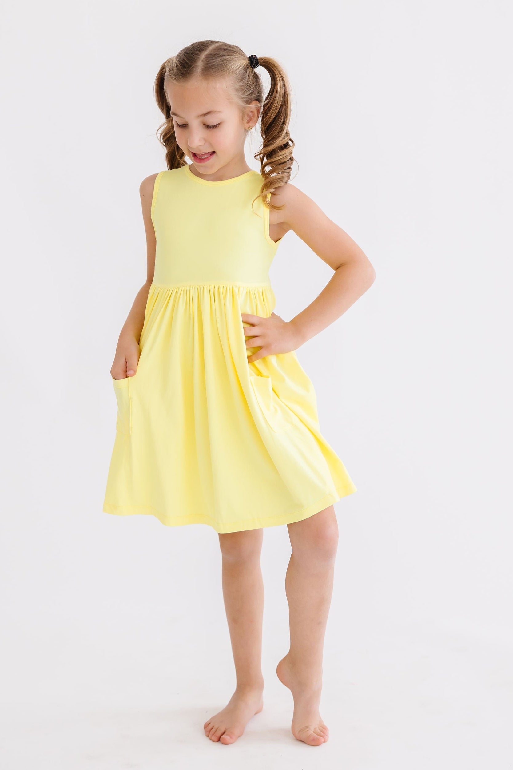 Yellow Tank Pocket Twirl Dress - Aaria Tees Aaria Tees