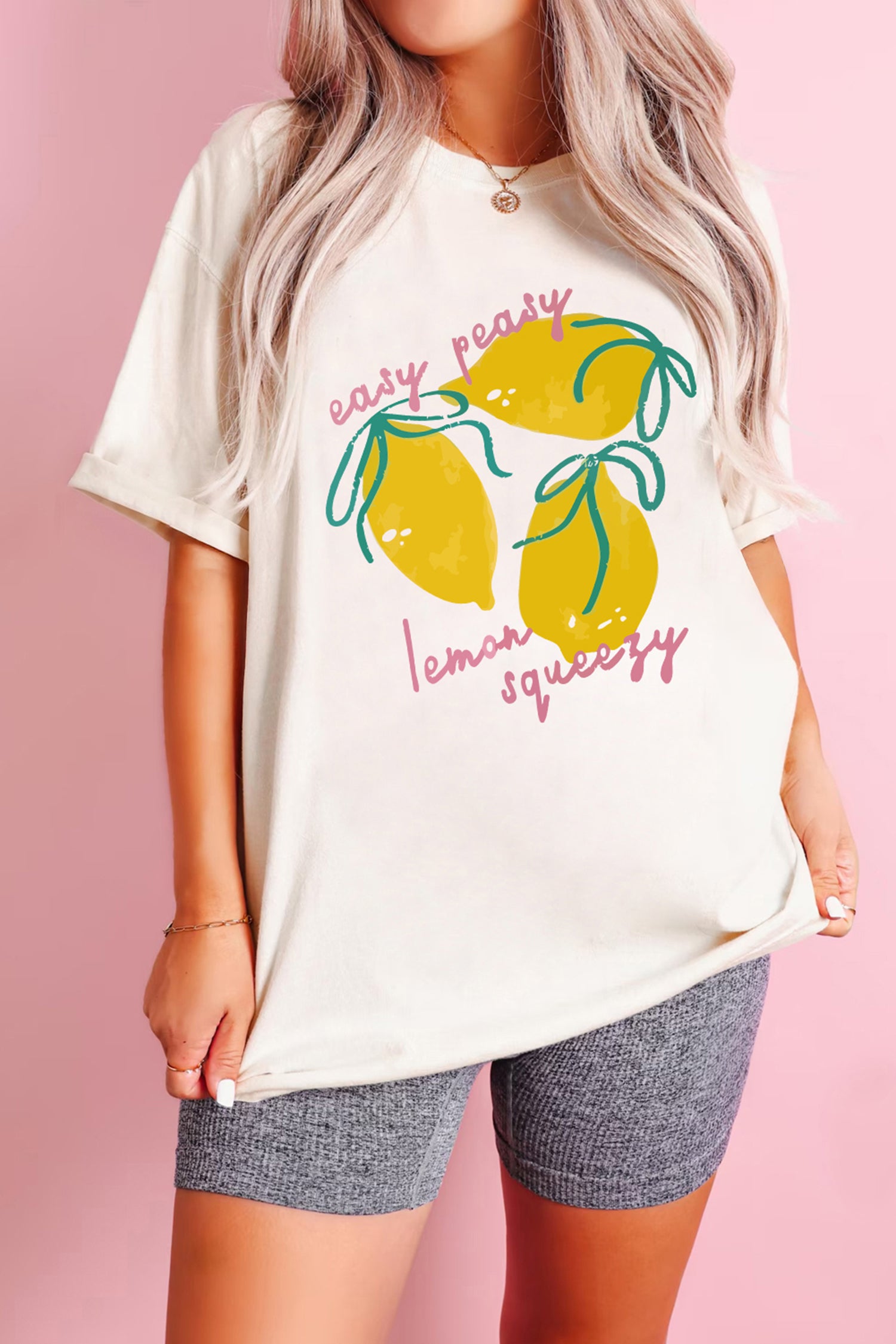 White Easy Peasy Lemon Squeezy Graphic Tee - Aaria Tees Aaria Tees