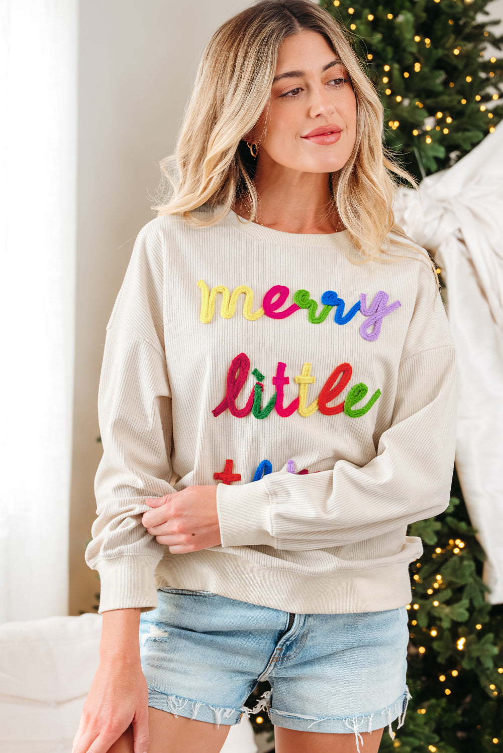 Sylevi Graphic Ribbed Loose Sweatshirt - Aaria Tees Aaria Tees