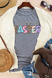 Gray Happy EASTER Lettering Graphic Crewneck Tee Aaria Tees