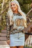Brown Bleached Halloween Pumpkin Leopard Print Sweatshirt - Aaria Tees Aaria Tees