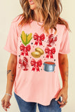 Pink Summer Food Bow Crawfish Printed T Shirt Aaria Tees