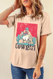 Khaki Cowgirl Rodeo Graphic Western Fashion Tee Aaria Tees