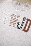 Gray WWJD Mix Pattern Letter Graphic Exposed Seam Loose Plus Size Sweatshirt - Aaria Tees Aaria Tees