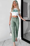 White LUCKY Printed Round Neck St Patricks T Shirt Aaria Tees