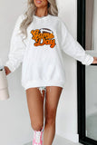White Chenille Game Day Rugby Football Pattern Pullover Sweatshirt - Aaria Tees Aaria Tees