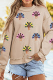 Apricot Sequined Turkey Exposed Seam Thanksgiving Graphic Sweatshirt Aaria Tees