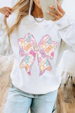 White Easter Bunny Bow Printed Casual Sweatshirt Aaria Tees