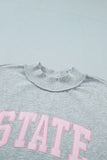 Light Grey Exposed Seam Mock Neck STATE Letter Graphic Loose Sweatshirt - Aaria Tees Aaria Tees