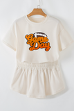 Beige Game Day Graphic Tee and Skort 2 Piece Set Aaria Tees