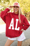 Racing Red ALABAMA/ AL Double Side Printed High Neck Reversible Baggy Sweatshirt - Aaria Tees Aaria Tees