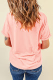 Pink Sequin Heart XOXO Patched Graphic Valentines T Shirt Aaria Tees