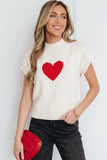 Fiery Red Valentine Heart Graphic Cropped Short Sleeve Sweater - Aaria Tees Aaria Tees