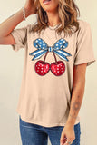 Cherry Graphic Round Neck Short Sleeve T-Shirt Aaria Tees