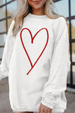 White Glittering Heart Printed Corded Valentines Pullover Sweatshirt - Aaria Tees Aaria Tees