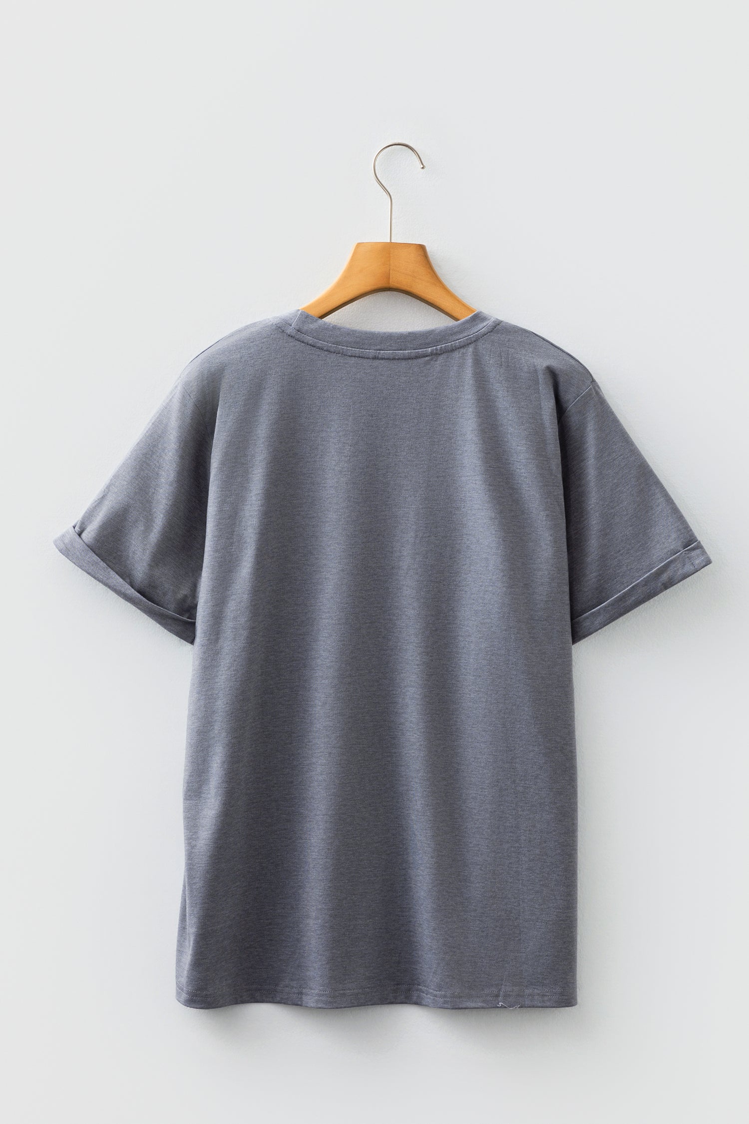 Gray Flag Pattern Sunflower Graphic Crew Neck Tee - Aaria Tees Aaria Tees