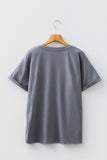 Gray Flag Pattern Sunflower Graphic Crew Neck Tee - Aaria Tees Aaria Tees