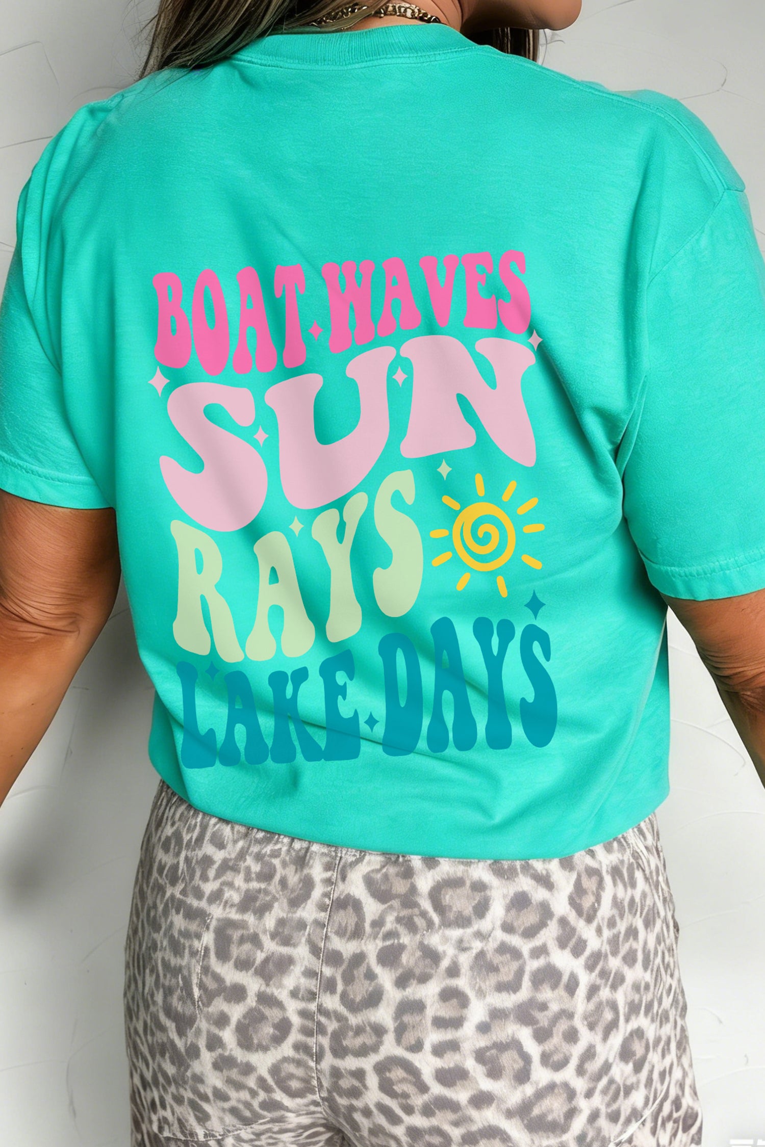 Mint Green LAKE DAYS Double Side Printed Vacation T Shirt - Aaria Tees Aaria Tees