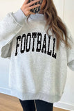 Light Grey Polka Dot Football Letter Print Mock Neck Long Sleeve Pullover Sweatshirt Aaria Tees