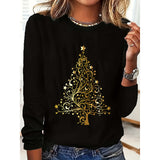 Women’s Long Sleeve Merry Christmas T-Shirt – Cute Christmas Tree Graphic Tee Aaria Tees