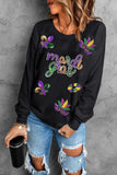 Black Sequin mardi gras Fleur de Lis Graphic Pullover Sweatshirt - Aaria Tees Aaria Tees