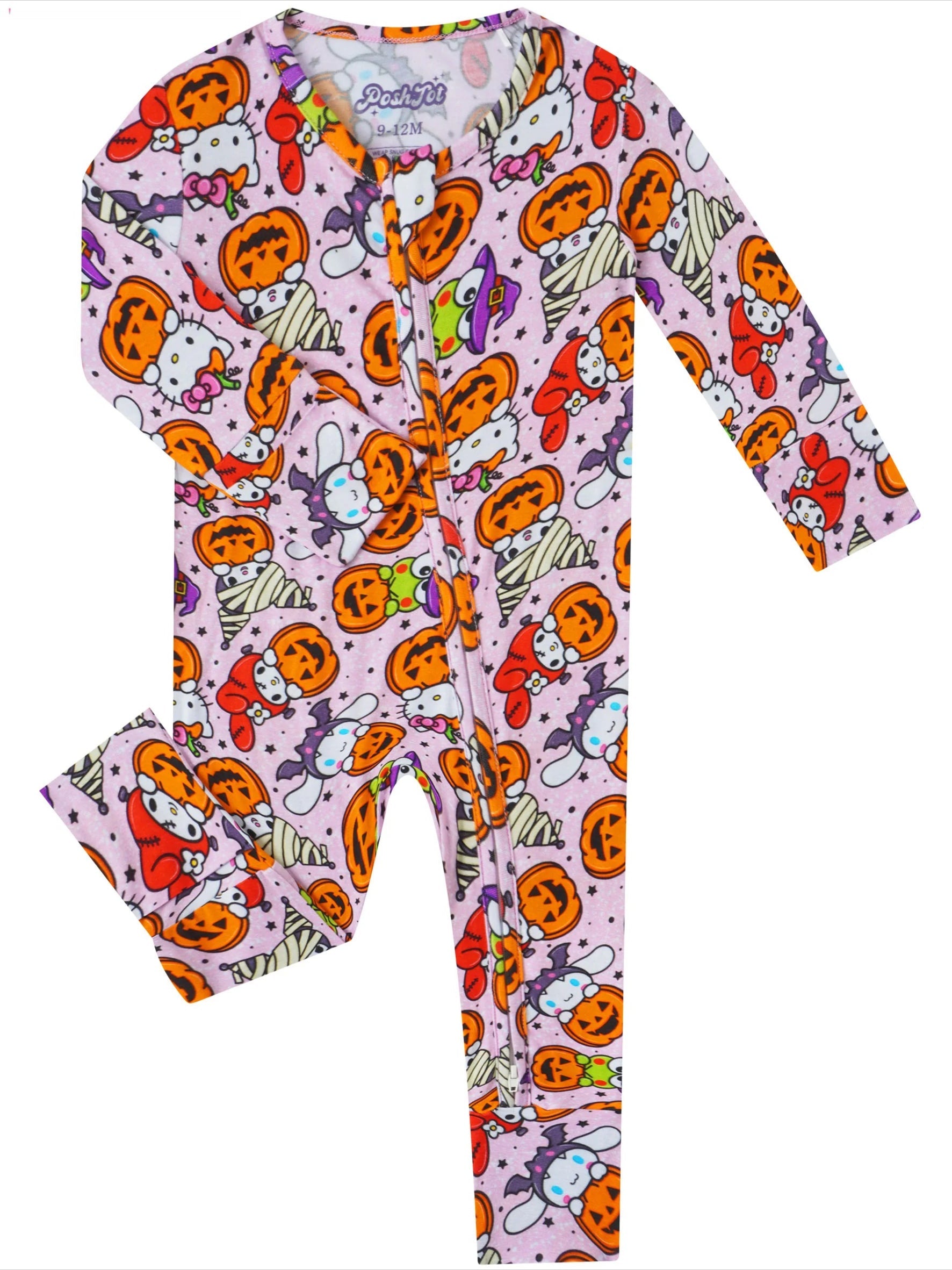 PoshTOT Sanrio Hello Kitty Pumpkin Bamboo Baby Convertible Zippy Romper - Aaria Tees Aaria Tees