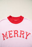 Pink Polka Dot Letter Graphic Colorblock Tunic Sweatshirt - Aaria Tees Aaria Tees