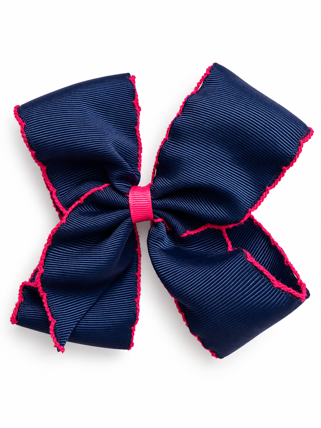 Navy Blue crochet edge hair bow