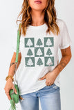 White Christmas Tree Checkered Distressed Graphic Oversize Tee Aaria Tees