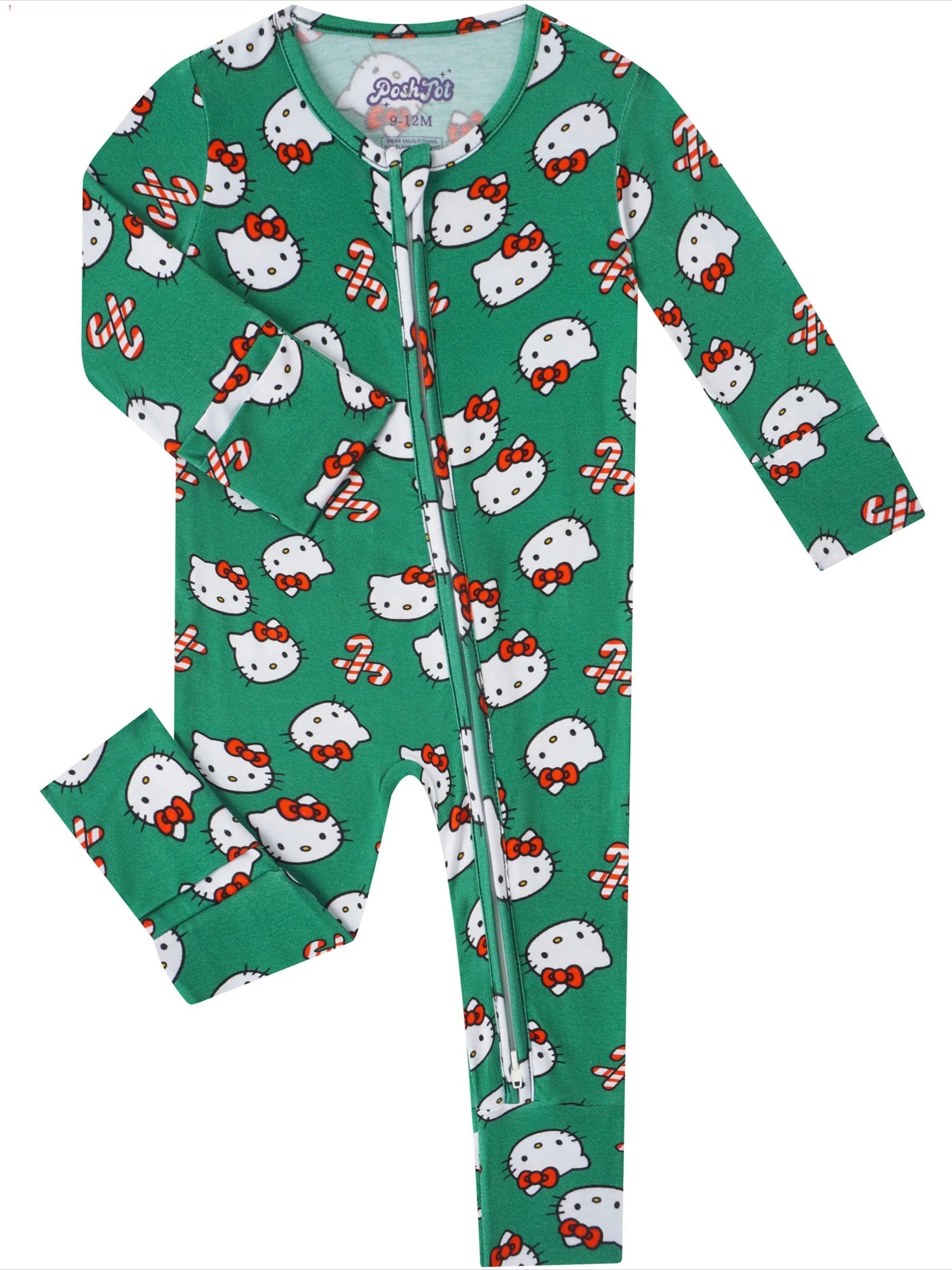 PoshTOT Sanrio Hello Kitty Green Bamboo Baby Convertible Zippy Romper - Aaria Tees Aaria Tees