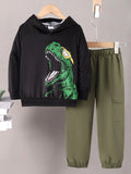 Children's Dinosaur Graphic Hoodie and Pants Set Aaria Tees