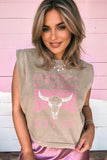 Sleet Cowboy & Beer Western Graphic Mineral Wash Tank Top - Aaria Tees Aaria Tees