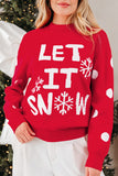 Red Dahlia LET IT SNOW Graphic Christmas Holiday Loose Sweater - Aaria Tees Aaria Tees