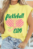 Yellow Pickleball Club Game Day Graphic Mock Neck Top Aaria Tees