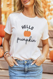 White Embroidered Pumpkin Slogan Short Sleeve T-Shirt - Aaria Tees Aaria Tees