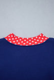 Sail Blue Polka Dot Letter Print Contrast Trim Mock Neck Sweatshirt - Aaria Tees Aaria Tees