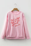 Pink you are so loved Valentines Day Bow Embroidered Graphic Pullover Top - Aaria Tees Aaria Tees