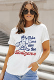 White Take me out to the Ballgame Casual Tee - Aaria Tees Aaria Tees